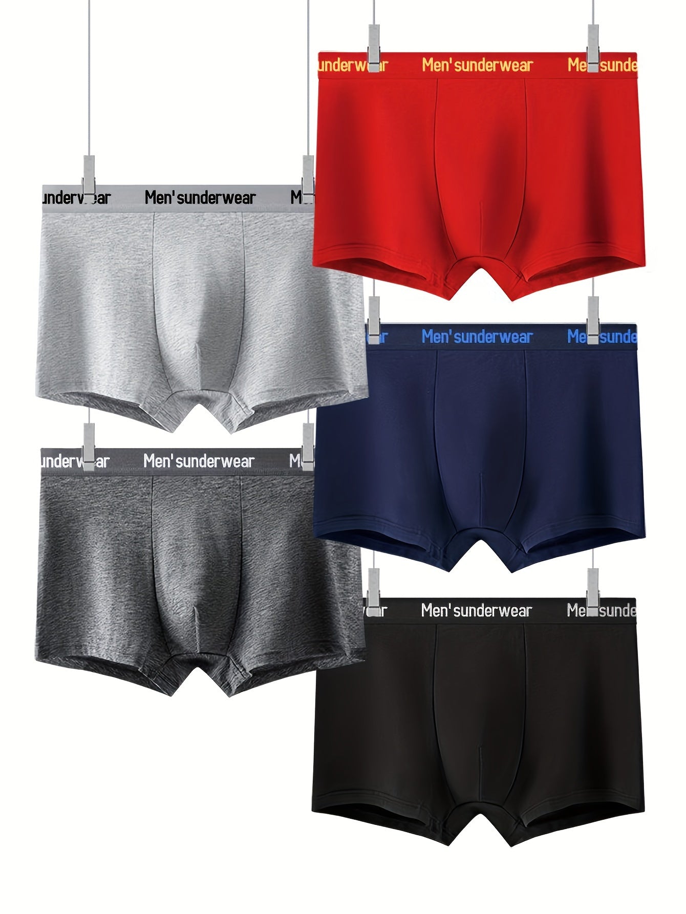 4-Pack Men's Cotton Underwear Shorts with Breathable Elastic Waistband