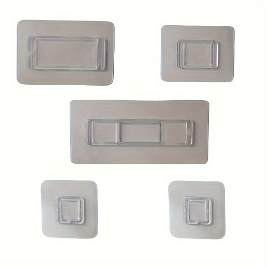 3-pc wall-mounted bathroom accessories with adhesive patches, no holes needed. Strong adhesion for all products in store without damaging walls or falling off.