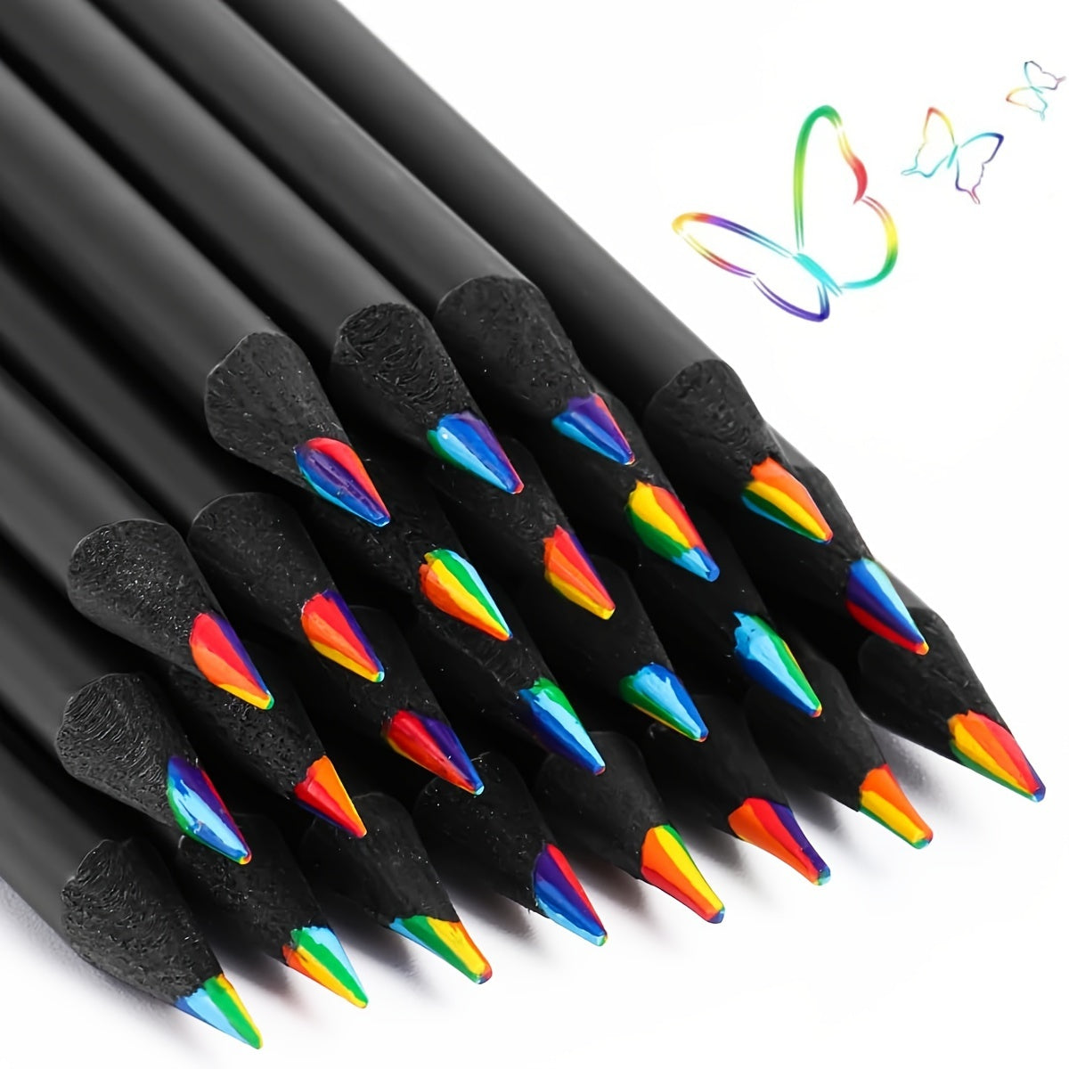 Brutfuner 5/10pcs Rainbow Colored Pencils Set for Artwork, Non-Toxic Wooden