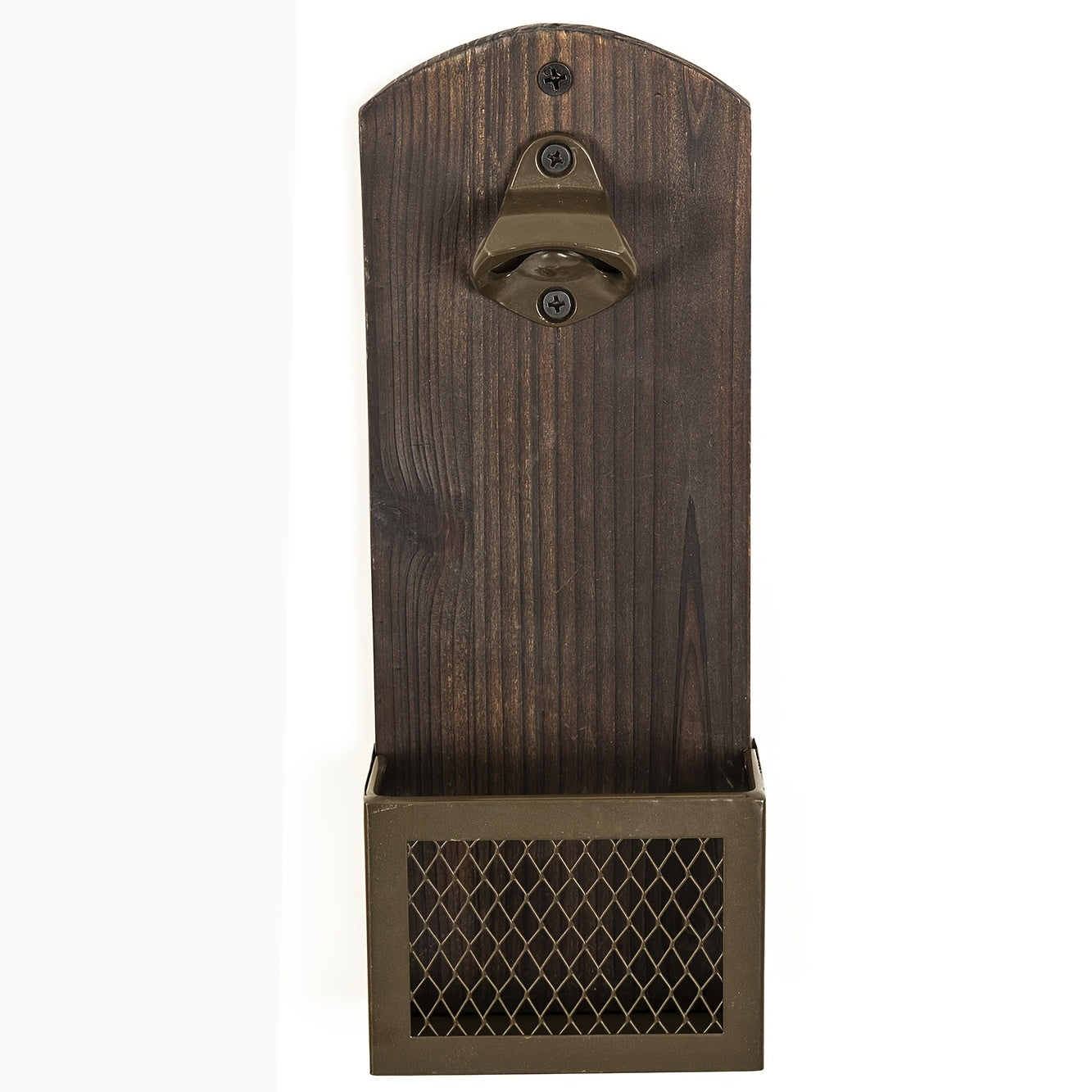 1pc Vintage Rustic Wall Mounted Bottle Opener with Cap Catcher, perfect for bars, pubs, restaurants, and kitchens.