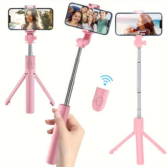 1pc Extensible Selfie Stick with Phone Mount, Wireless Remote Control, 360° Rotation, Travel Essential, Compatible with iPhone/Samsung/Android Smartphones