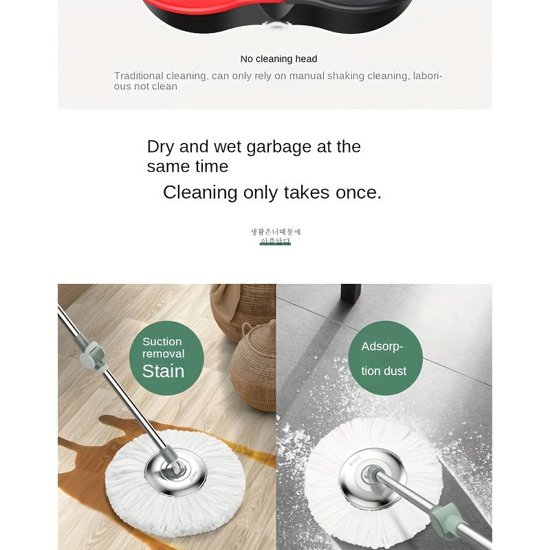 Introducing the Aoran Stainless Steel Spin Mop and Bucket Set, a must-have for hands-free washing. Its dual-drive rotating design makes cleaning hardwood, laminate, and tile floors a breeze. This versatile set can be used for both wet and dry cleaning