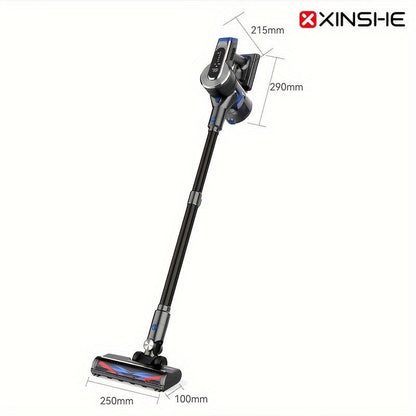 The XINSHE Handheld Vacuum Cleaner offers powerful 40,000Pa suction, with an LED display and long-lasting 40-minute battery. Perfect for tile, blanket, and hardwood floors, it is cordless with a rechargeable lithium battery and meets European standards.