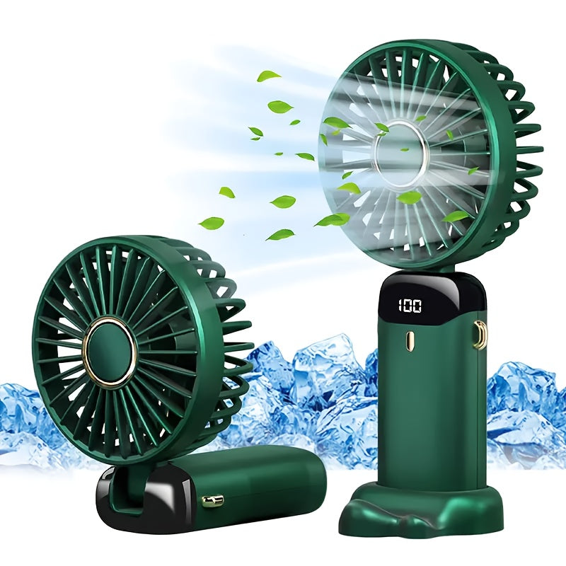 Compact USB Mini Fan with 5 Speeds and Battery Indicator - Great for Work, School, and Outdoor Adventures