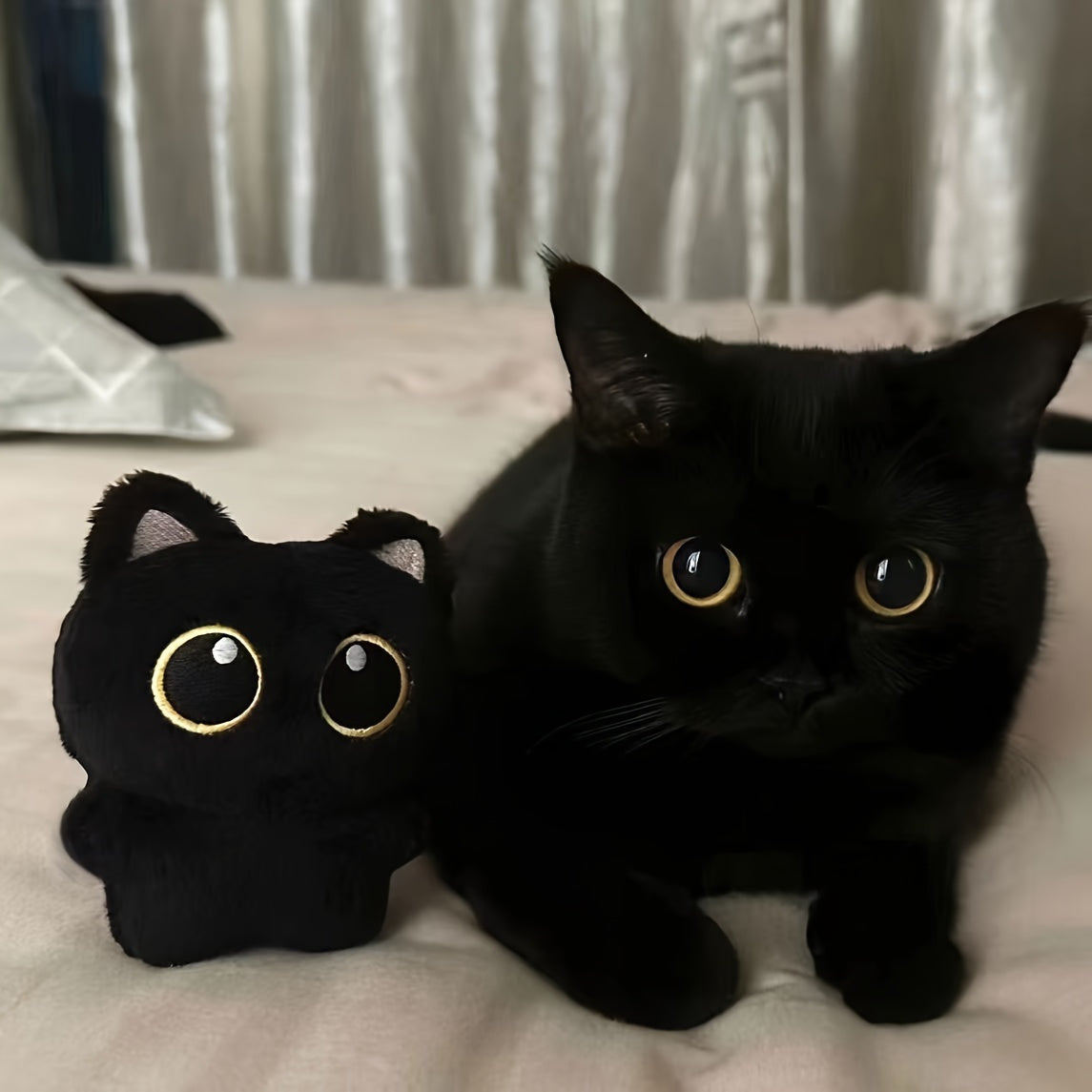 2-Pack of Whisker Wonders Cartoon Black Cat Plush Toys for Small Breeds, Interactive and Durable, Squeaky and Battery-Free.