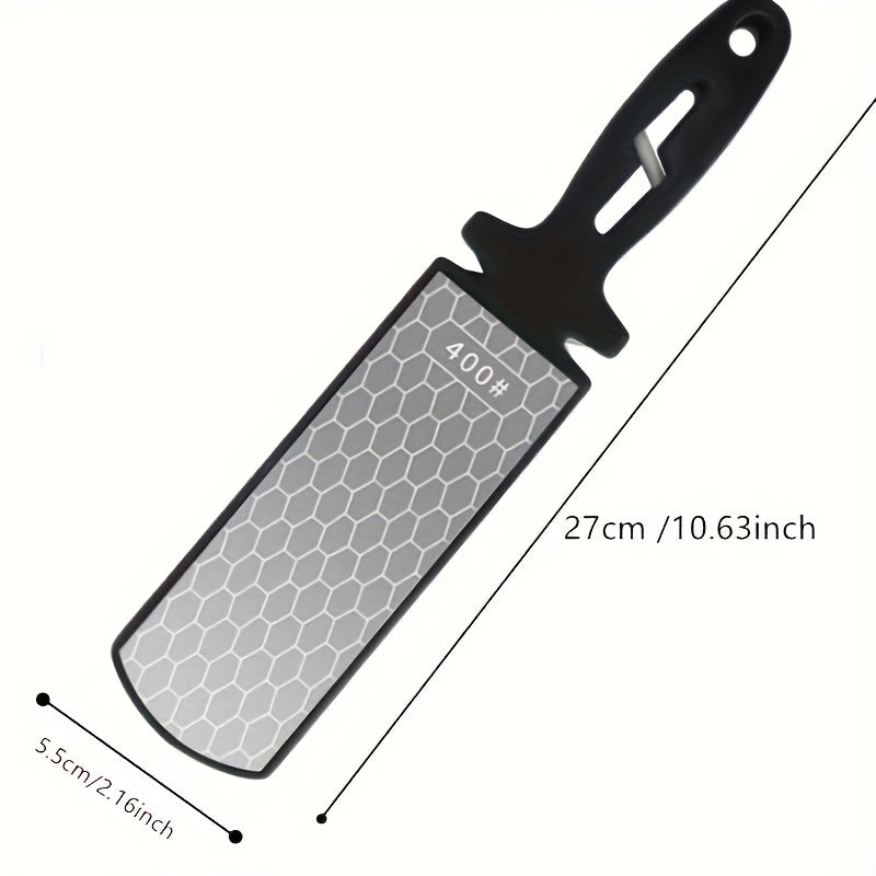 Top Pick: 1pc 5-in-1 Diamond Sharpening Plate for Knives and Scissors. Includes Ceramic Knife Sharpener Rod with Double-Sided 400/1000 Grit. Features Honeycomb Surface for Outdoor and Kitchen Grinding.