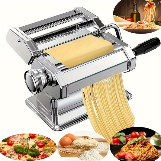 Stainless Steel Pasta Maker Machine: Create Homemade Lasagna, Spaghetti, and Fettuccine with Adjustable Thickness, Manual Roller Noodles Maker - Essential Kitchen Gadget for Back to School