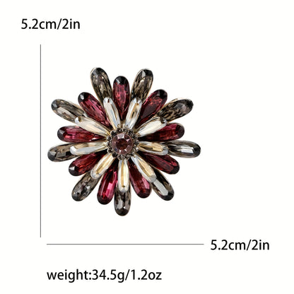 Stylish Sunflower Brooch Pins with Rhinestone Detail, Made from High-Quality Alloy Material - Chic Fashion Accessories for Women's Suits, Sweaters, and Coats