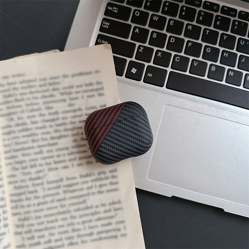 Carbon fiber color striped Airpods Pro case for various Apple headphone models.