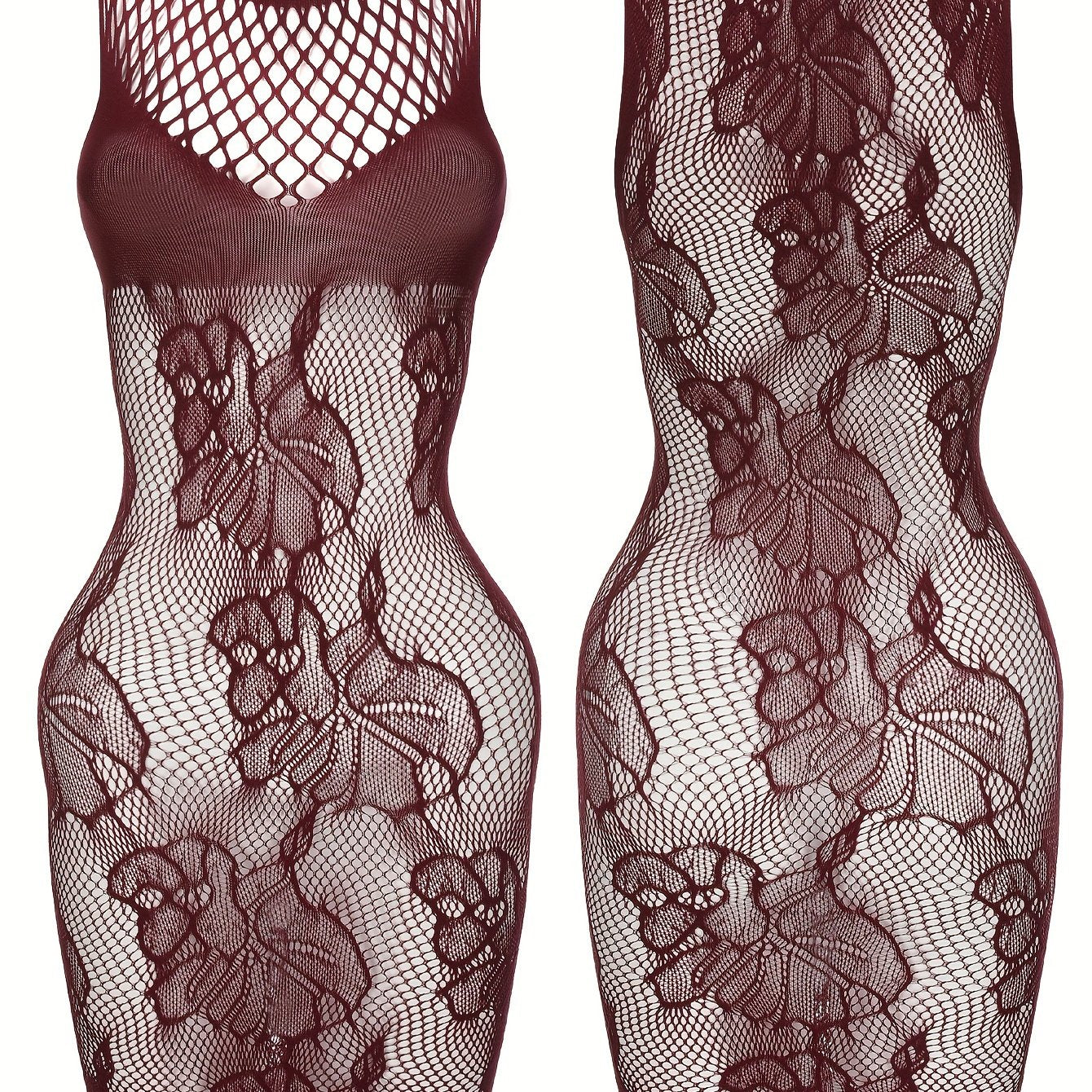 See-through sleeveless hot dress in a mesh pattern, women's sexy lingerie.