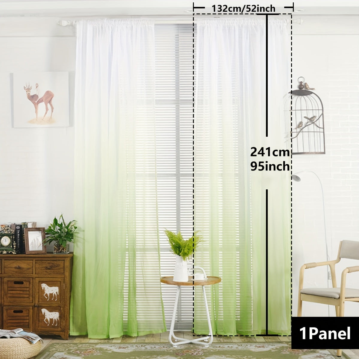 Elegant home decor - 1pc of gradient sheer curtains featuring top & bottom two-tone design in wear rod style.