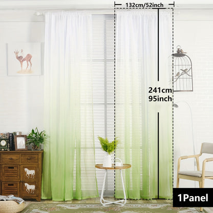 Elegant home decor - 1pc of gradient sheer curtains featuring top & bottom two-tone design in wear rod style.