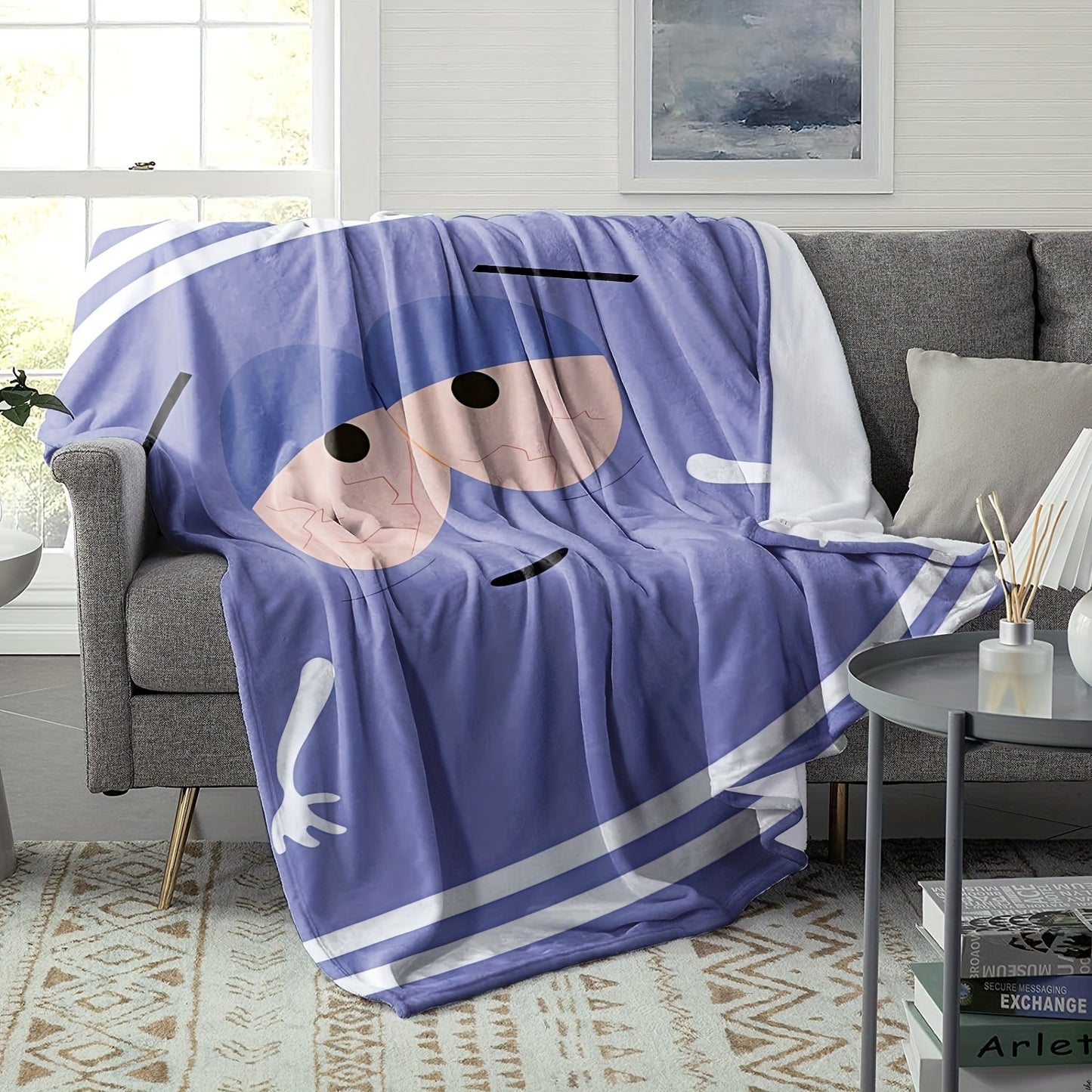 Stay cozy and stylish with our Glam Style Cartoon Print Flannel Throw Blanket! This all-season knitted digital-print polyester blanket is hypoallergenic, machine washable, and tear resistant. Perfect for the sofa, bed, or office nap, this multipurpose