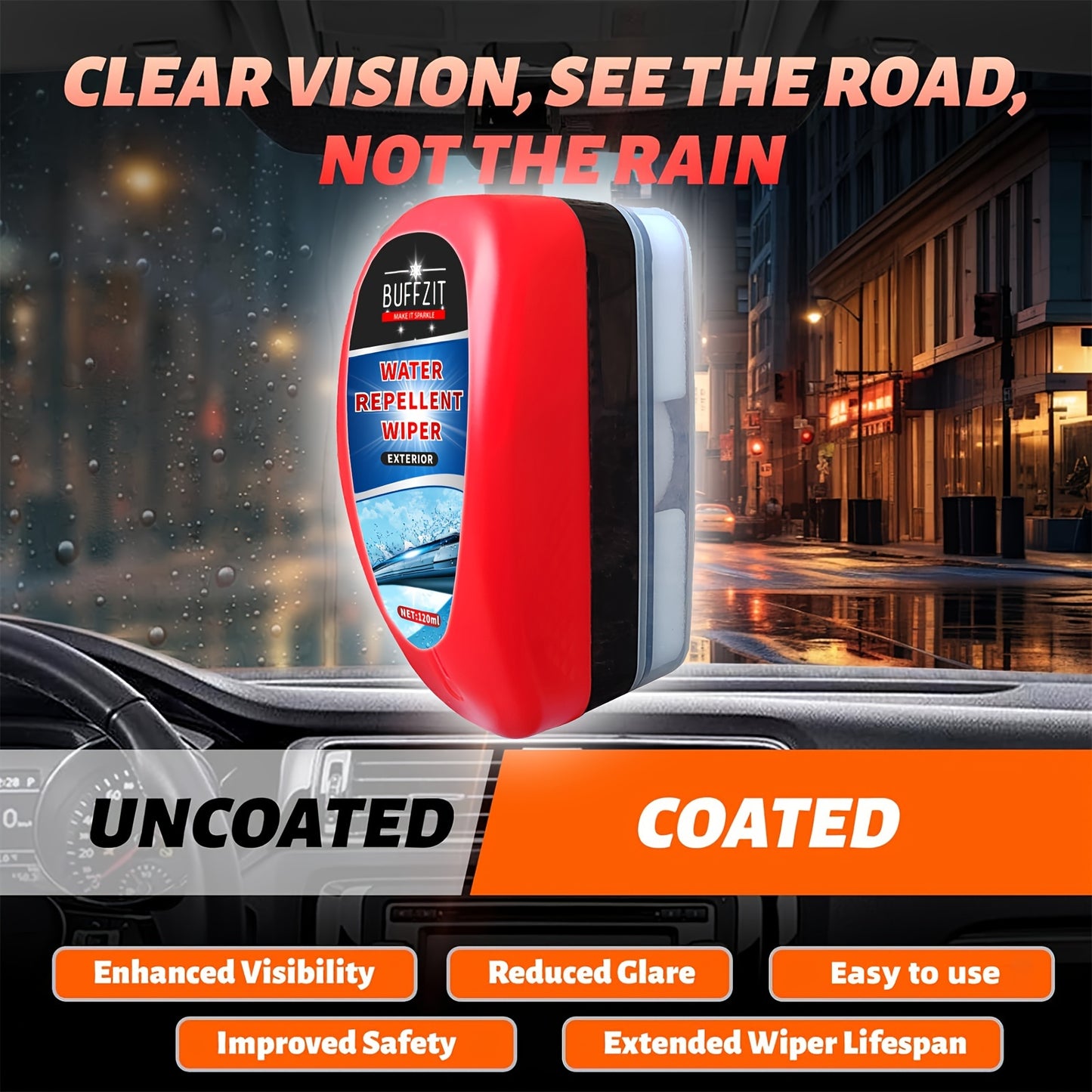 Water repellent coating spray for car windows and windshield - 4oz/120ml