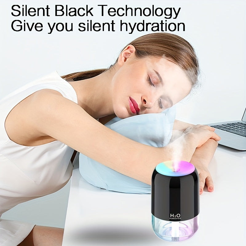 1pc Color Night Light Silent Humidifier, USB Portable Mini Office Desktop Car Humidifier with Scented Diffuser. Suitable for Skin Moisturizing, Hydrating. Auto Shut Off, 2 Spray Modes. Great Holiday Gift for Students.