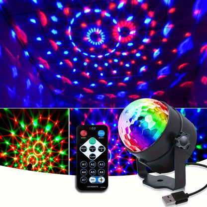 ABS Crystal Remote Control Magic Ball Light with Strobe, Color Changing, Projection, and Stand.