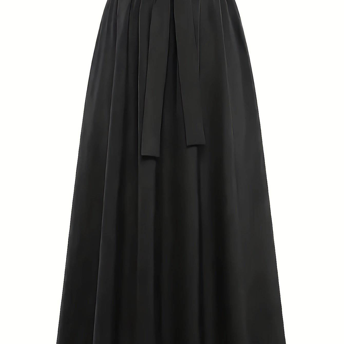 Green polyester midi skirt with tie detail for women, ideal for spring/summer, machine washable, flowing non-stretch material.