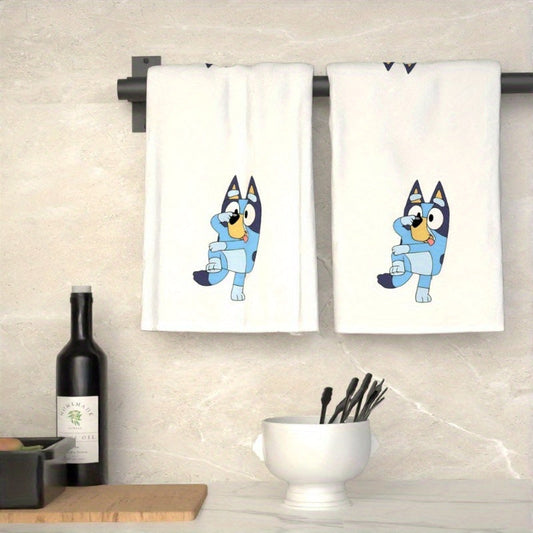 Get two 45.72*66.04 cm Cartoon Style Blue Character Kitchen Towels for a fun and playful addition to your home decor. Perfect for kids' rooms, these towels make a unique gift idea with their vibrant colors and cute design. Ideal for drying dishes and