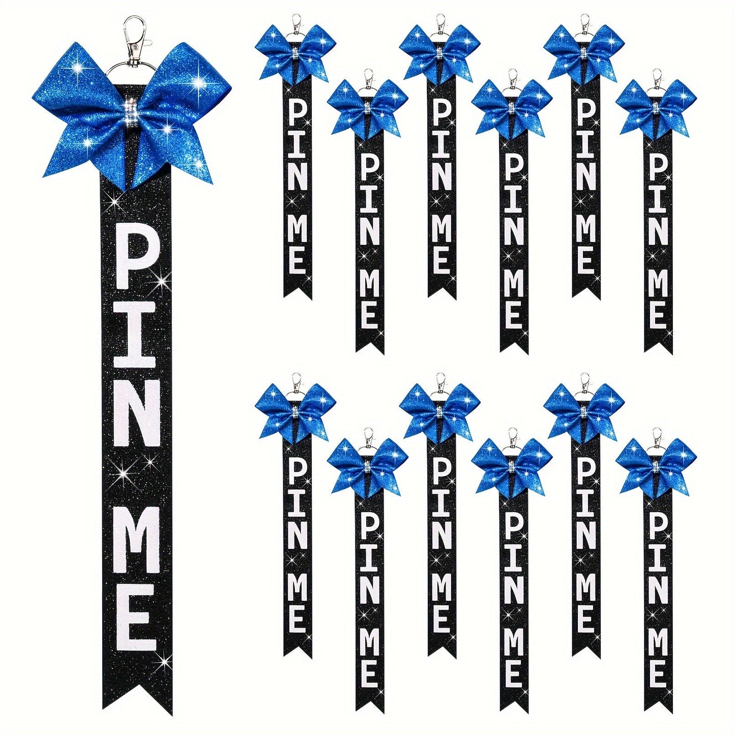 12 Sparkly Cheerleader Bow Keychains adorned with Rhinestones - Glittery Ribbon Charms for Backpacks, Bags, and Keys - Ideal Present for Enthusiastic Sports Supporters