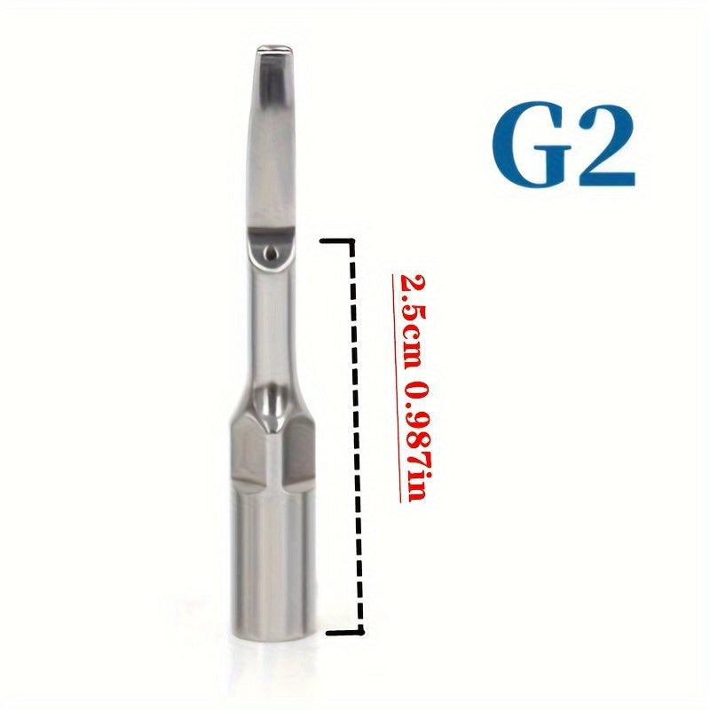 Stainless steel dental cleaner attachment for improved gum health, no battery needed.