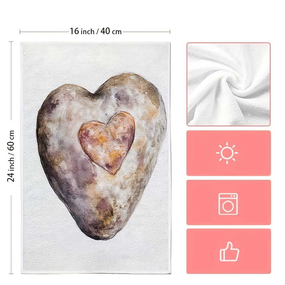 Two ultra-soft kitchen towels with a Valentine's potato design. These towels are highly absorbent and perfect for holiday decoration. They are machine washable and measure 40.64X60.96 cm.