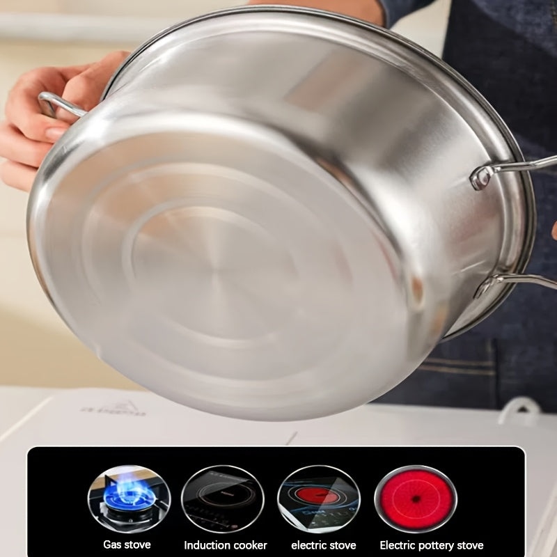 This 12-piece set includes a stainless steel stockpot with a single lid and double handles for easy grip. It comes with 5 pots, 5 pot lids, and two spoons, making it perfect for cooking soups, hot dishes, noodles, and seafood. This set is compatible with