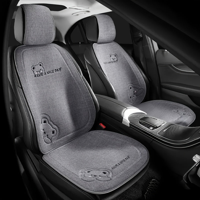 Adorable cartoon car seat pad in four seasons design, providing a simple, non-slip, breathable solution for the back row of your car. The perfect accessory for your car's interior.