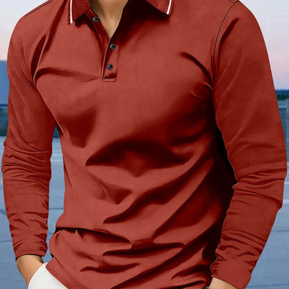 Men's casual long sleeve lapel shirt, breathable and comfortable for fall/winter in 400g fabric.