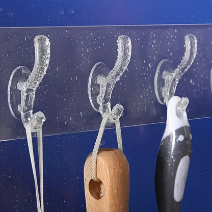 6-link hooks, sticky hooks, transparent seamless hooks with oil and water-resistant acrylic glue for various utility purposes.