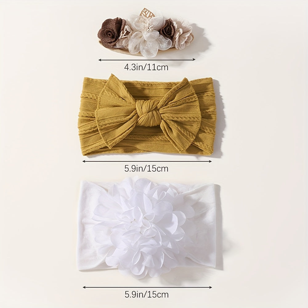 3 cute girl's nylon headbands perfect for styling hair.