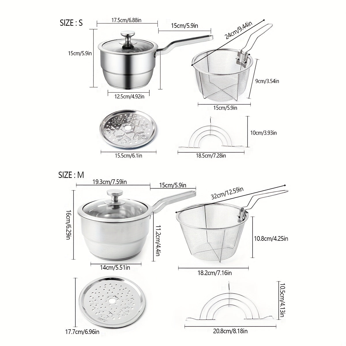 '- Set of 4 Stainless Steel Deep Frying Pans with Strainer Insert
- Versatile Stock Pot for Home Kitchen Cookware Sets