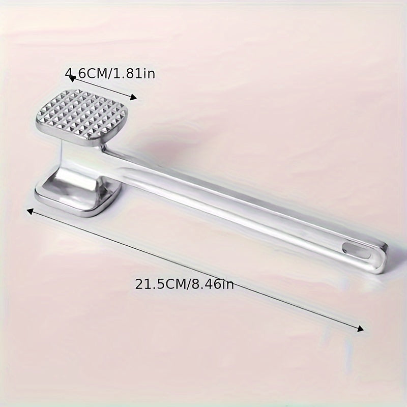 Single piece Aluminum Meat Tenderizer Hammer with Dual-Sided Design for Manual Tenderizing, Flattening, and Pounding of Steaks. Kitchen Tool Designed for Safe Food Contact.