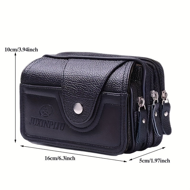 Men's business crossbody phone pouch with casual style, waterproof and multi-functional, suitable for middle-aged and elderly.