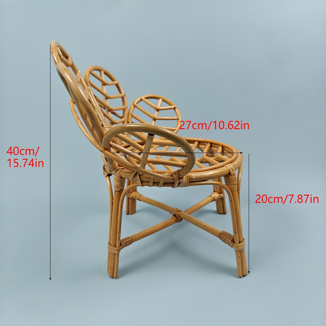 Bamboo Chair and Flower Chair Photography Props, Rattan Basket Posing Prop, Studio Accessories for Shooting Furniture