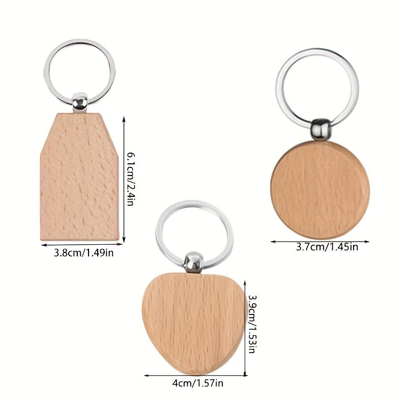 Set of 20 Wooden Keychain Blanks for DIY Crafts, Round Wood Keyring Blanks for Creating DIY Key Chains, Christmas Pendants, Wall Hangings, and Bag Decorations