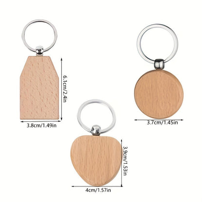 Set of 20 Wooden Keychain Blanks for DIY Crafts, Round Wood Keyring Blanks for Creating DIY Key Chains, Christmas Pendants, Wall Hangings, and Bag Decorations