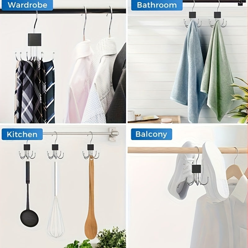 Sleek and Easy-to-Assemble Boho Chic Wall-Mounted Coat Rack with Wooden Base - Features Six Modern Hooks for Organizing Belts, Ties, Accessories & Undergarments - Versatile Organizer for Closet or Wardrobe