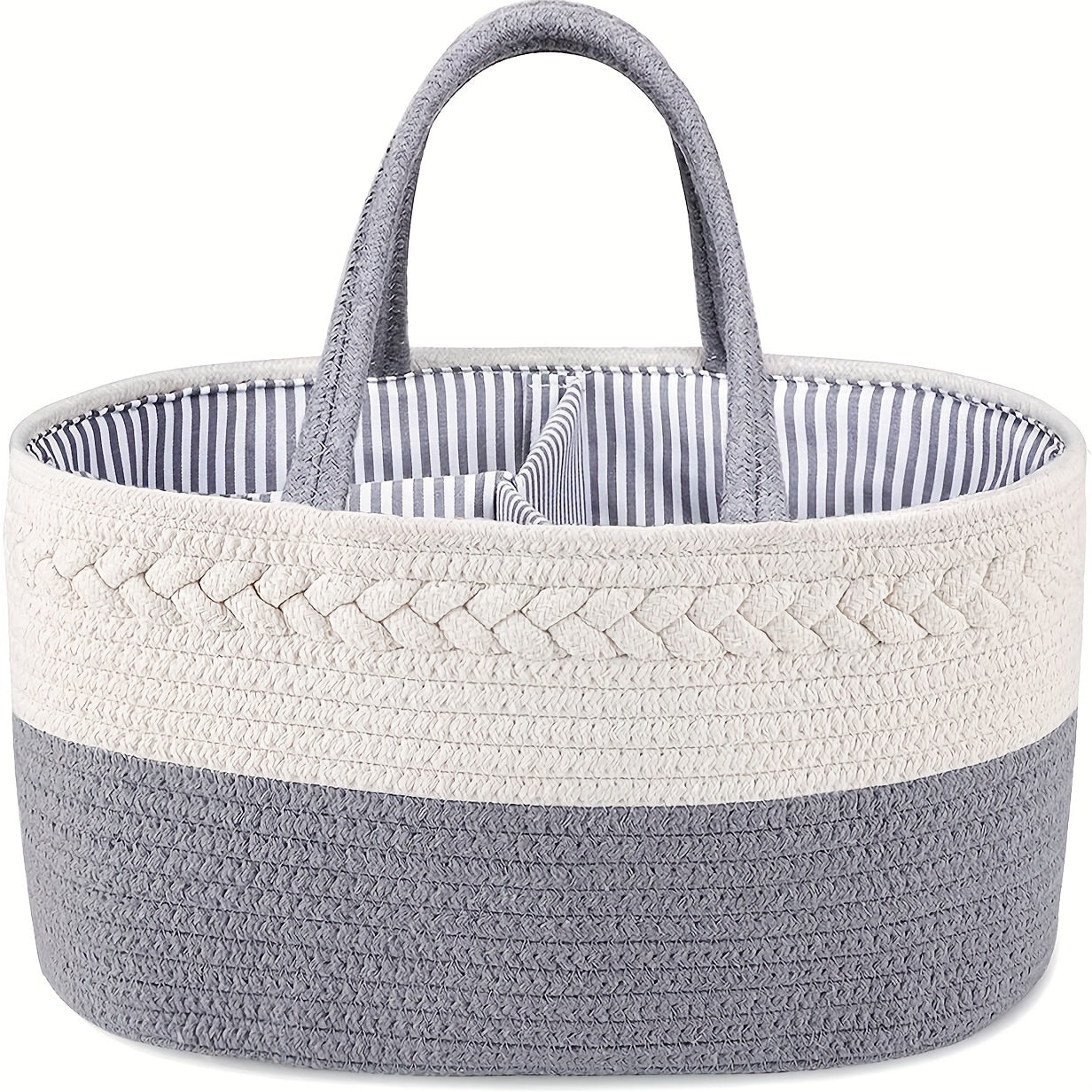 Baby Diaper Caddy: Convenient Nursery Storage Bin and Car Organizer for Diapers, Wipes, and More! Features Cotton Rope Basket Design for Changing Table Organization