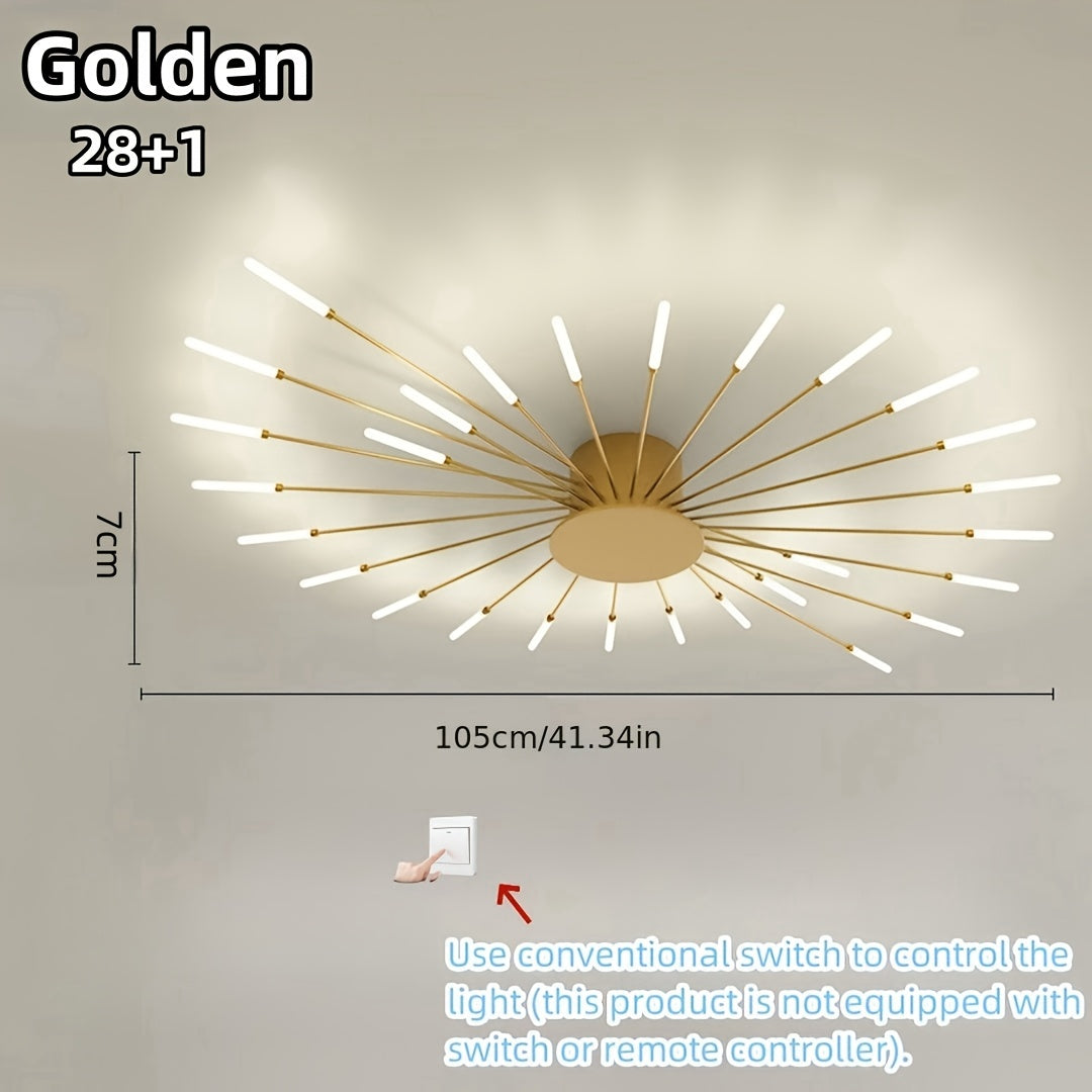 Contemporary LED ceiling lamp in warm white perfect for indoor living spaces such living room, dining room, or bedroom.