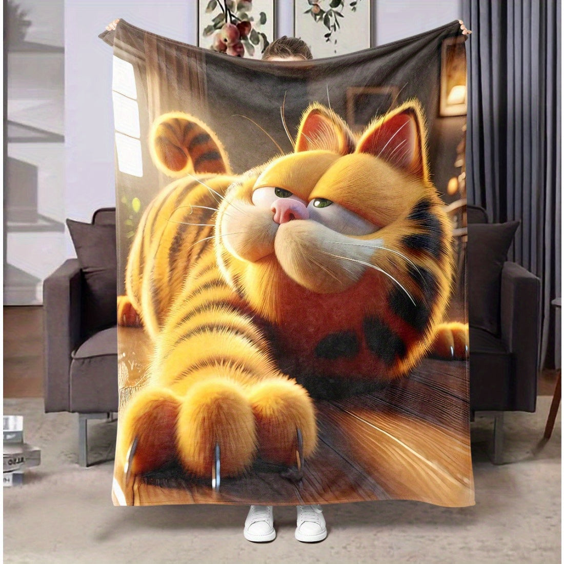 Stay cozy and stylish with our Cartoon Print Soft Comfort Fleece Throw Blanket. This contemporary design is perfect for all seasons and is made from high-quality polyester fabric weighing 200-250g. Ideal for use in the home, including the bedroom, guest