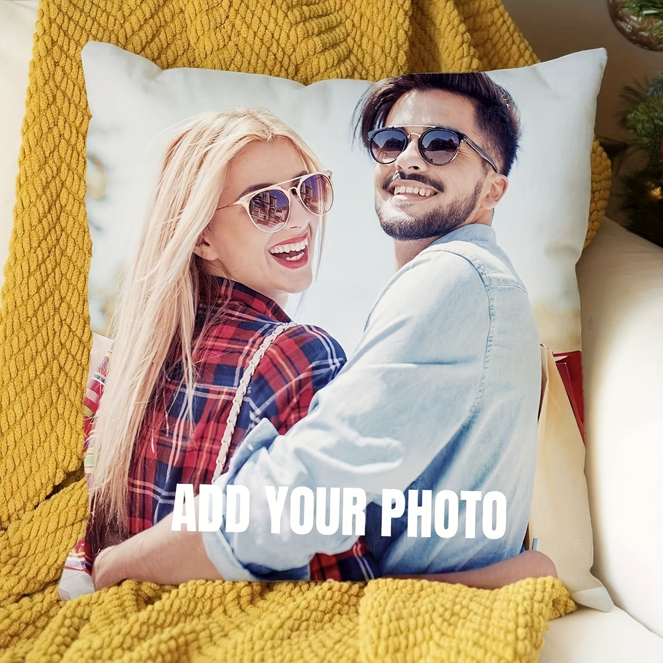 Soft single-sided printed short plush pillowcase measuring 45.72x45.72 cm, featuring a customized pet dog family photo. Perfect for home sofa decor and makes a great Valentine's Day holiday gift. Note: Does not include pillow core.