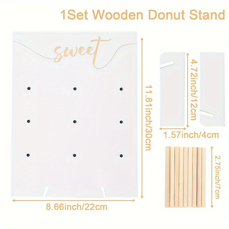 Wooden Donut Wall Stand - Perfect for Wedding Anniversaries, Birthdays, and Home Decor - Includes Dessert Shelf and Doughnut Storage Rack