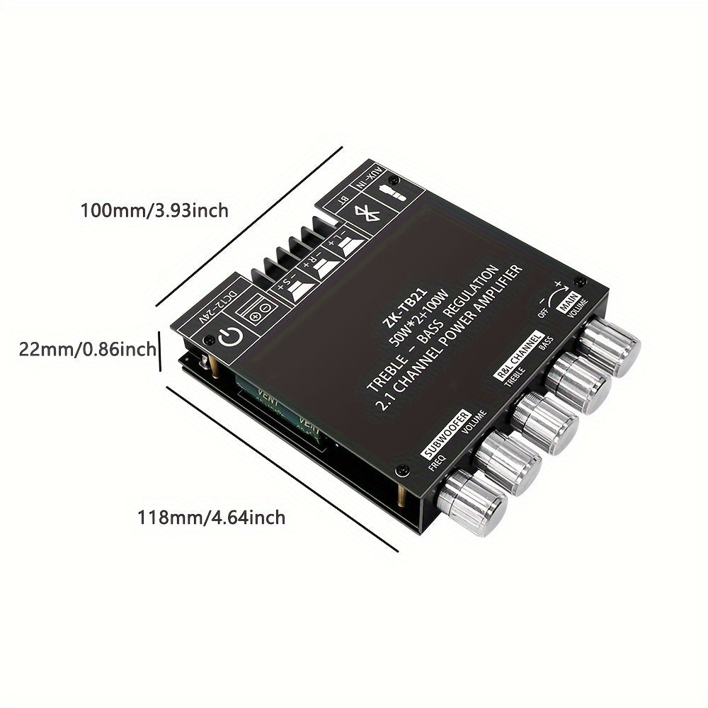 2.1 Channel Wireless 5.0 Digital Amplifier Module, High Fidelity Subwoofer ZK-TB21