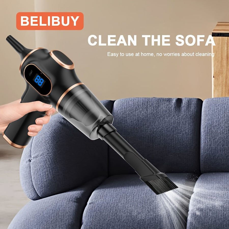 BELIBUY Wireless Handheld Vacuum Cleaner with USB charging, 3.2KPa suction, and multiple attachments - ideal for car, office, and home use.