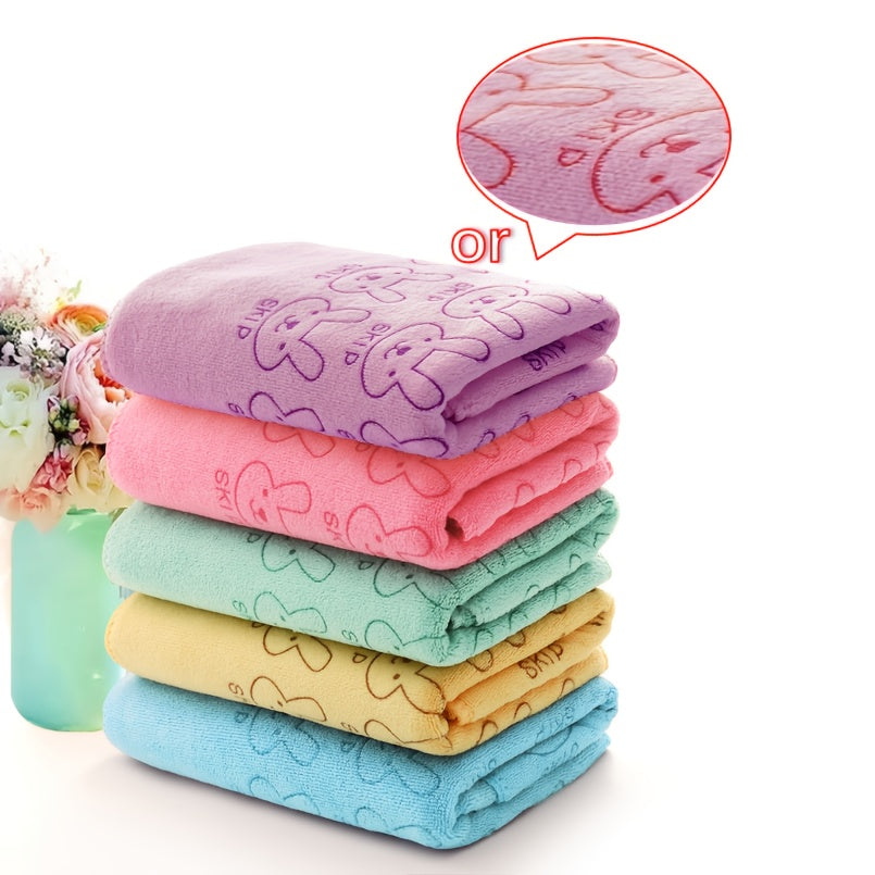 5 Cartoon Colorful Pet Bath Towels for Cats & Dogs - Soft, Absorbent Blend