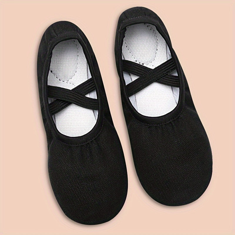 Girls' ballet dance shoes suitable for all seasons with breathable material, non-slip sole, and elastic closure. Perfect for yoga, gymnastics, and various sports activities.