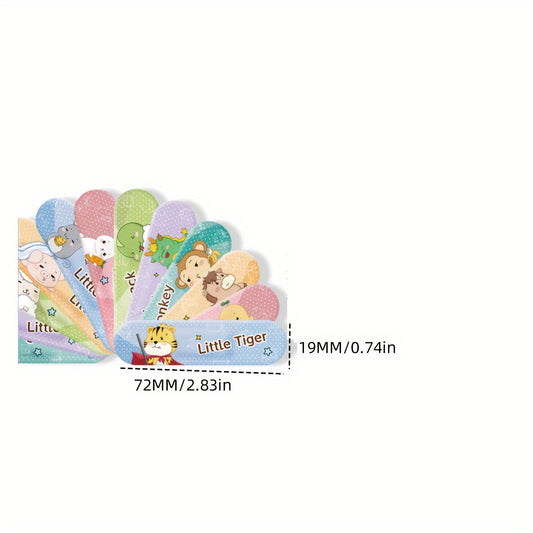 120 cute cartoon animal bandages for kids and adults. Hypoallergenic, waterproof PE patches with fun designs. Ideal for home emergencies.