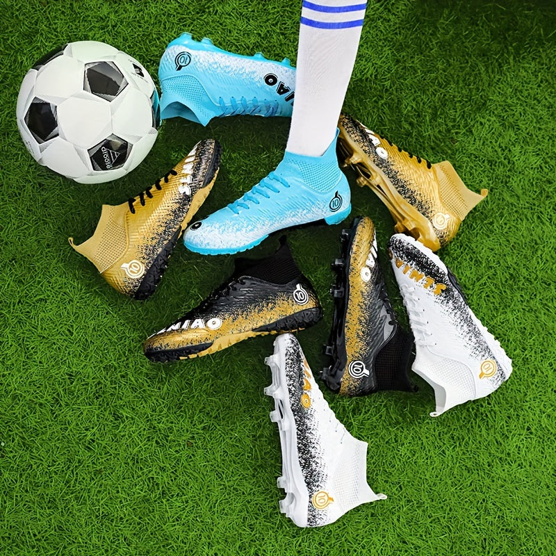 Men's professional football shoes with long nails for large size high-top foreign trade competition training.