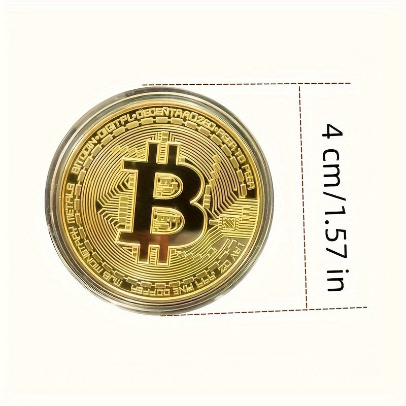 4pcs/2pcs, Artificial Bitcoin Coin Decoration, Gift - Commemorative Replica Medal".