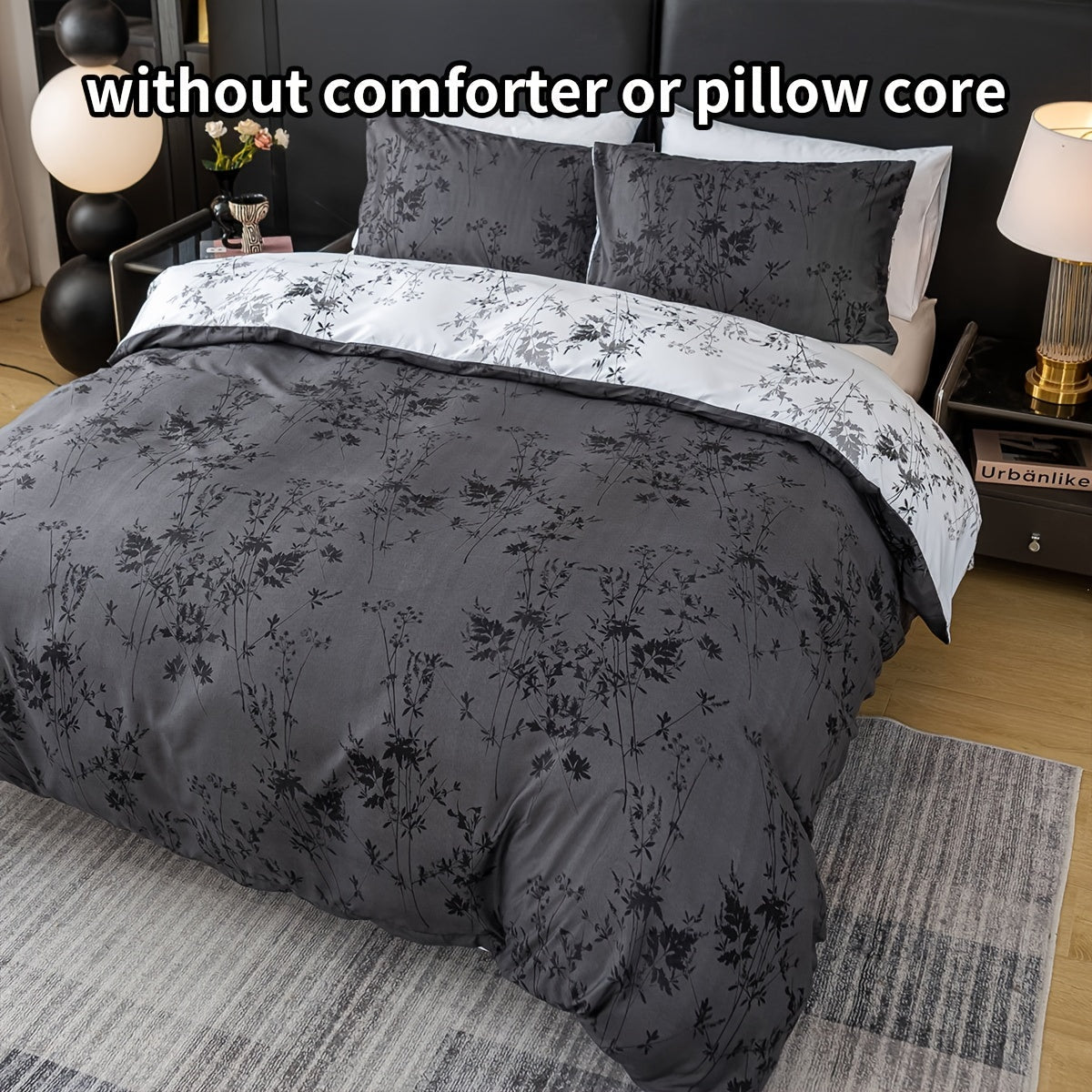 Luxurious Floral Print Polyester Duvet Cover Set includes one duvet cover and two pillowcases (core not included). This all-season bedding set is soft, comfortable, and breathable, perfect for bedroom, guest room, or dorm use.